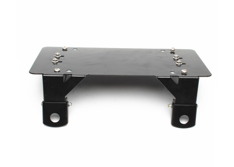 Black License Plate Bracket Flip-Up Roller Fairlead Mounting Holder
