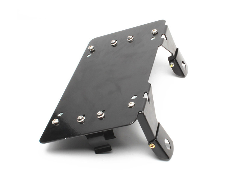Black License Plate Bracket Flip-Up Roller Fairlead Mounting Holder